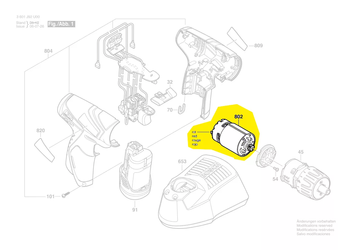 Moteur courant continu 10,8 V réf. 2 607 022 840 BOSCH